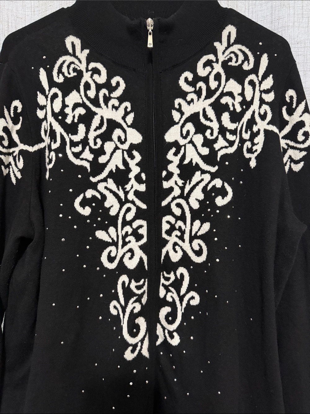 CJ Banks Embellished Full-Zip Cardigan Sweater - Picture 2 of 7